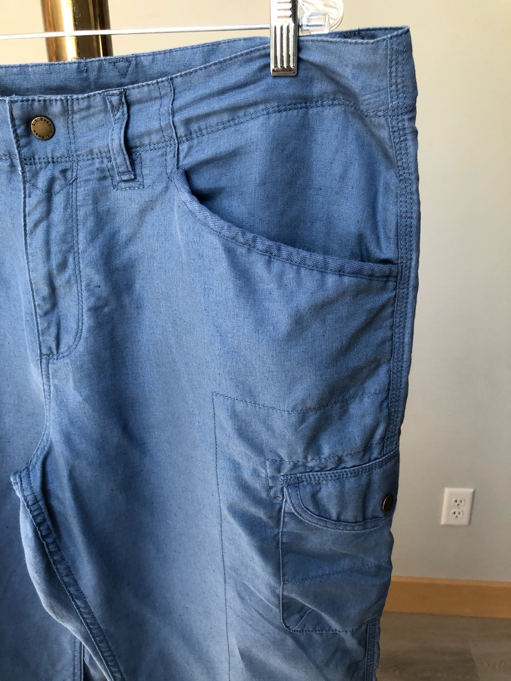 L.L.Bean Luxe Lightweight Linen Blend Blue Ankle Cargo Pants Size 18 - Picture 3 of 11